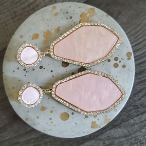 Pink Pearly Rhinestone Earrings